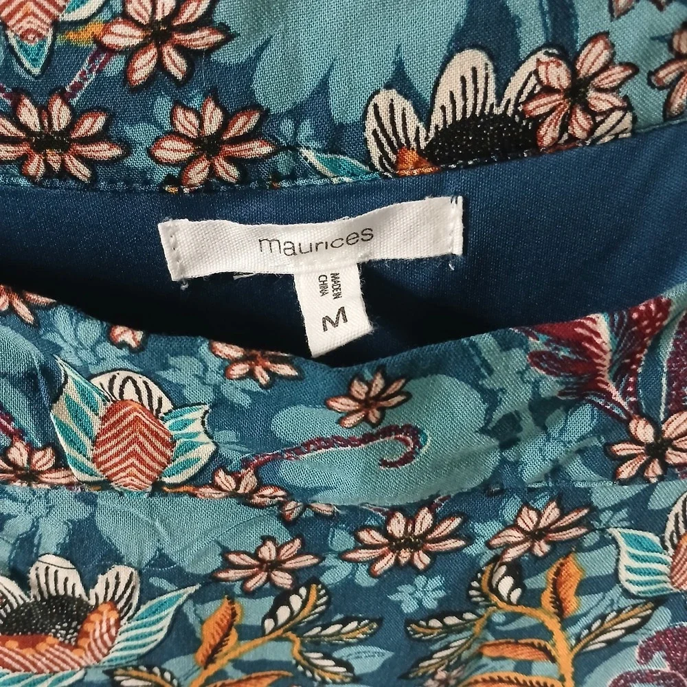 Maurices Women's Size Medium Babydoll Tiered Floral Mini Dress Boho CottageCore
